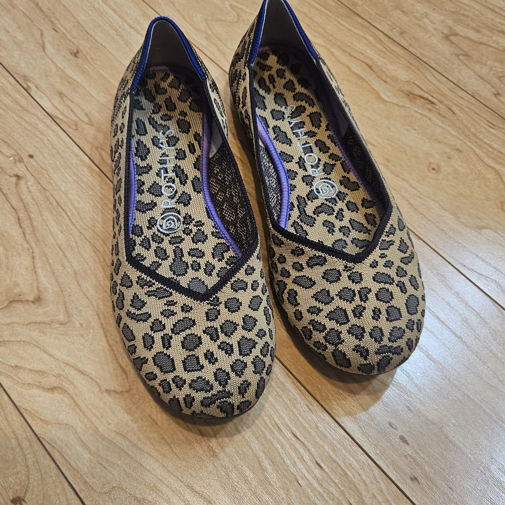 Rothy's Leopard Knit Slip-On Flats - Tan & Black